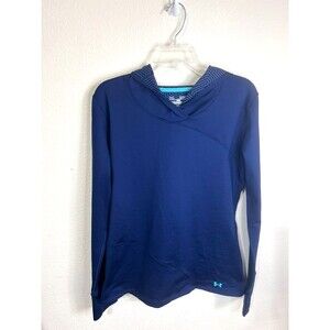 Under Armour Women Blue Fitted Cold Gear Long Sleeve Pullover Hoodie Size XL